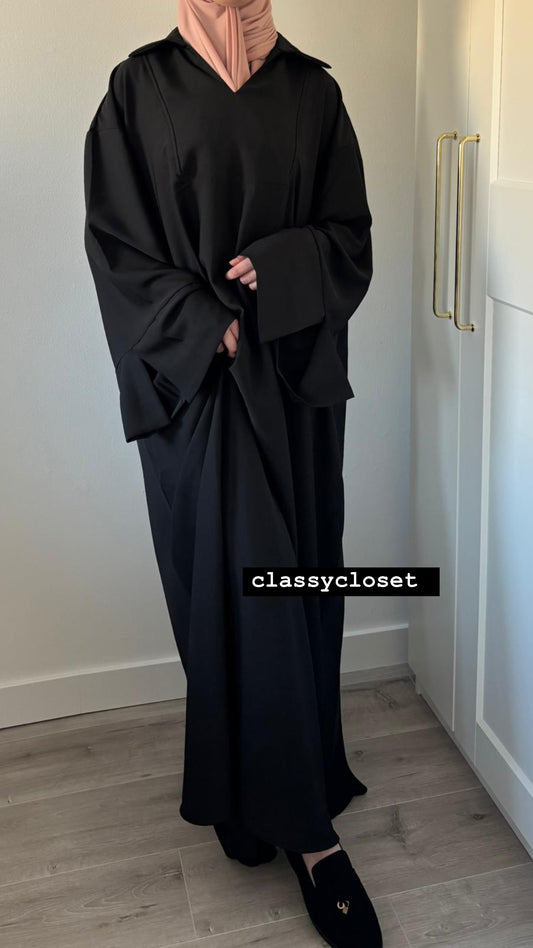 MAXI DRESS MET SPLIT ZWART