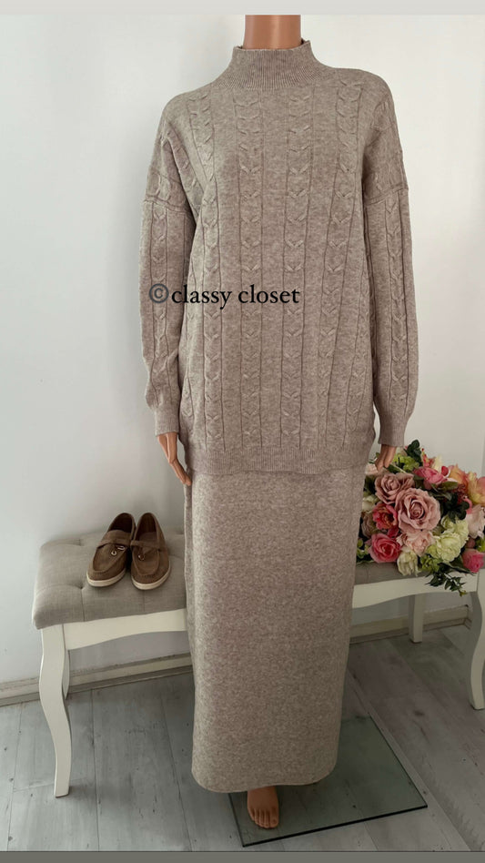 TWEEDELIGE SET TAUPE