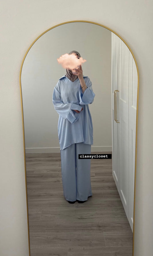 TWEEDELIGE SET LICHTBLAUW