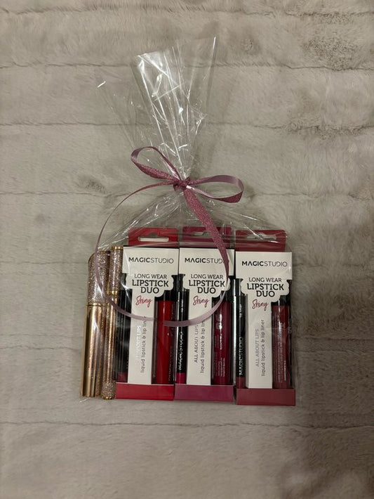 Luxe Make-up cadeauset – Langhoudende Lipstick & lipliner duo + Mascara & Eyeliner