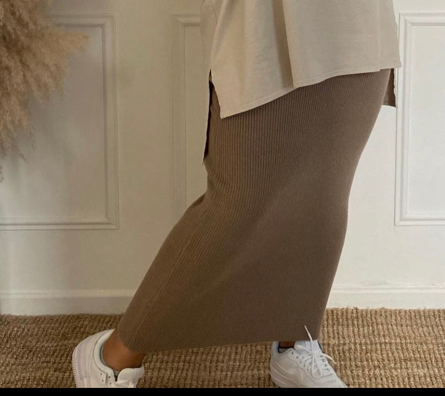 NELA WOLLEN ROK TAUPE