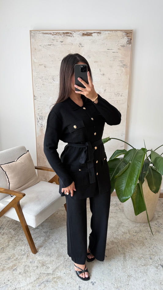 COMFORTABELE KNIT CO-ORD – ZWART DAMES SET