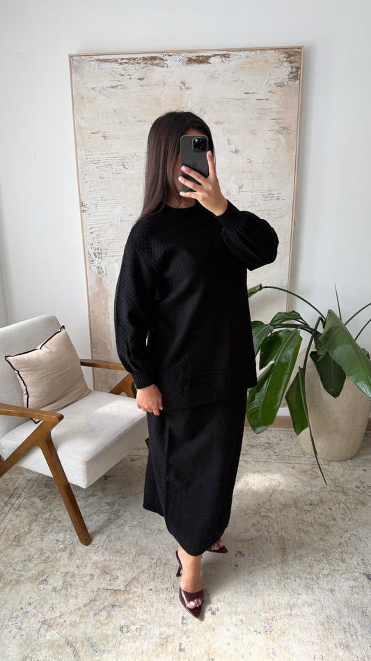 COMFORTABELE CO-ORD SET ZWART
