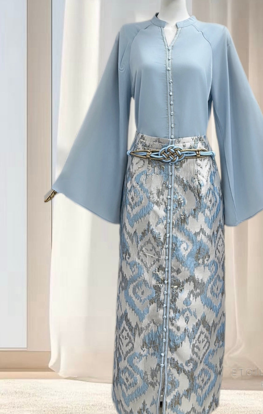 CHIQUE TWEEDELIGE SET BLAUW