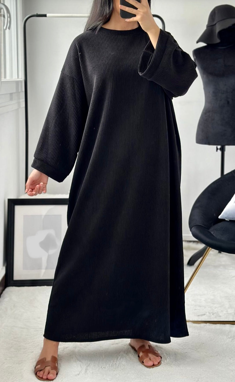 SEN GERIBBELDE JURK ZWART