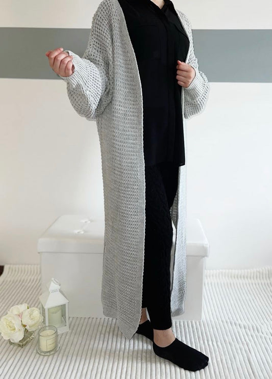 SARAH GEBREIDE VEST LICHTGRIJS