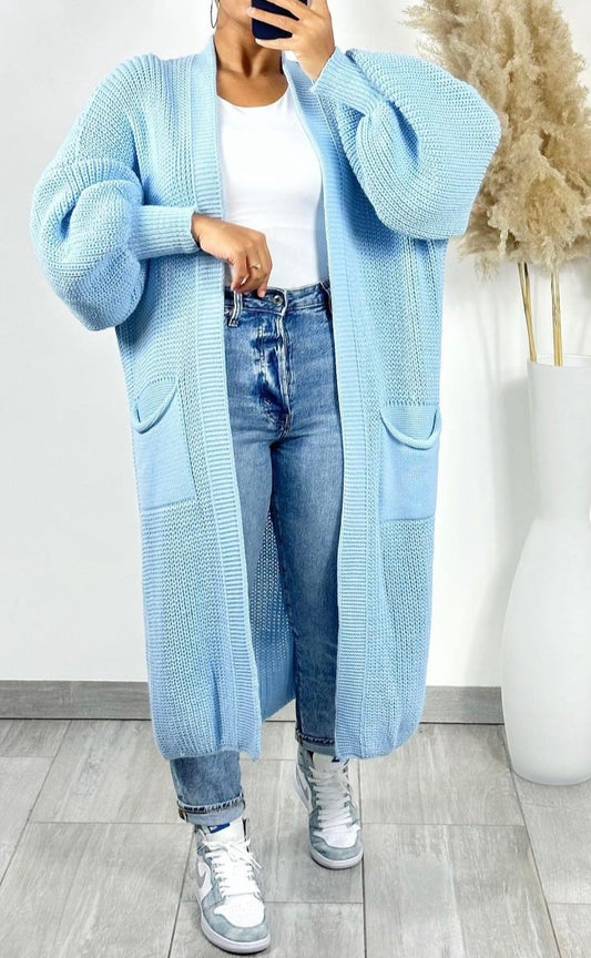 ASSIYA VEST MET POFMOUWEN SKYBLAUW