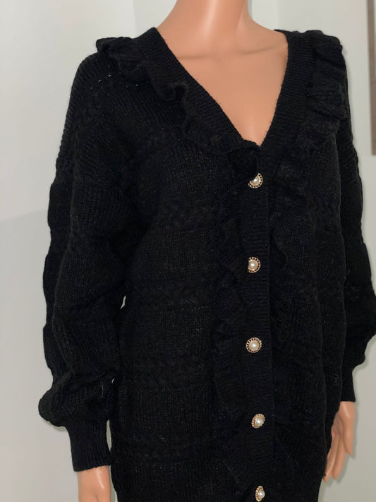 SENNA VEST MET RUFFLES ZWART