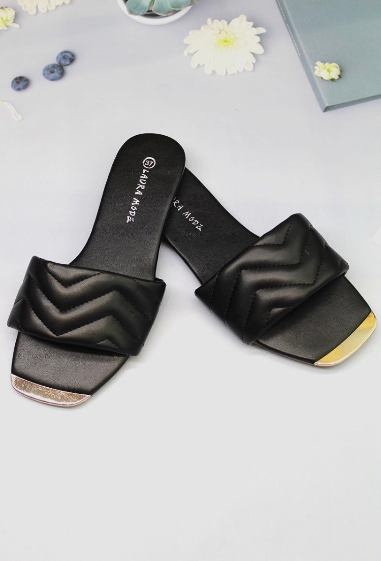 SLIPPERS ZIGZAG ZWART