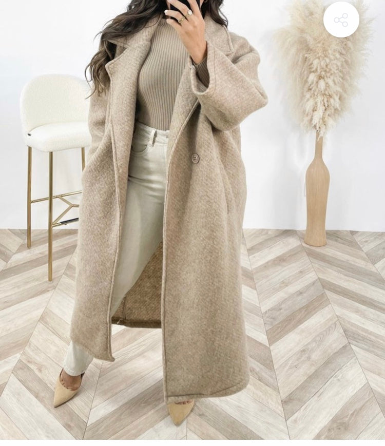 NISA OVERSIZED MANTELJAS BEIGE