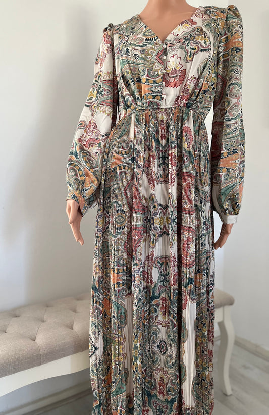 SAMA MAXI JURK GROEN SATIJN