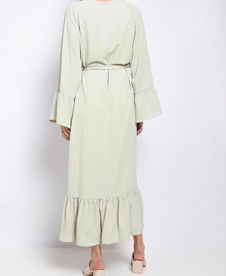 SAFAE JURK MET BORDUURSEL LICHTGROEN