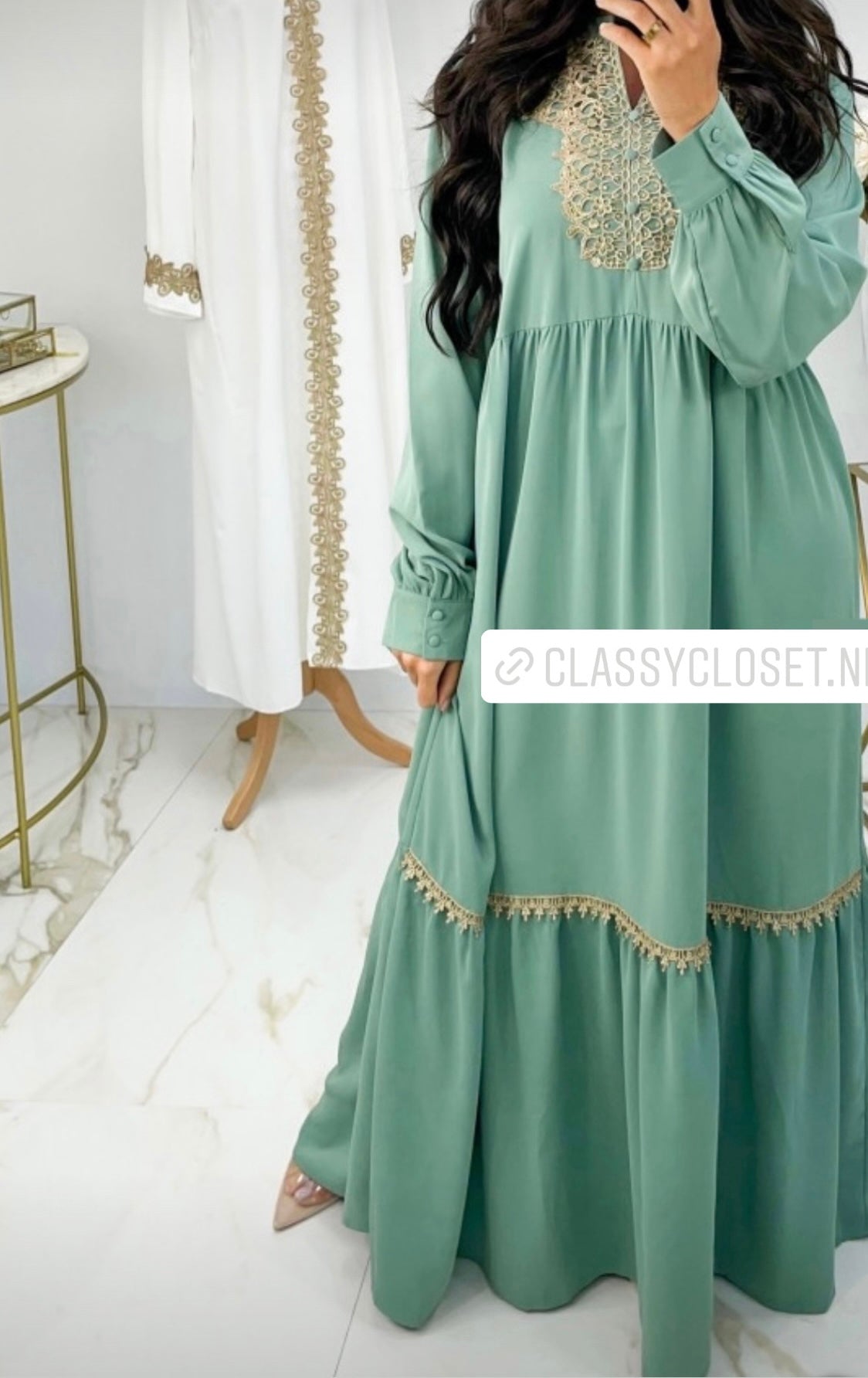 ASIYA MAXI JURK ZEEGROEN