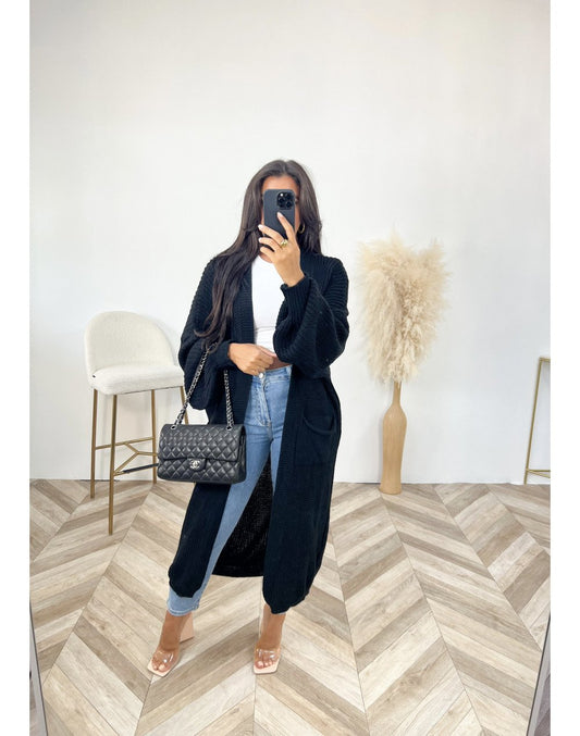 ASSIYA VEST MET POFMOUWEN ZWART