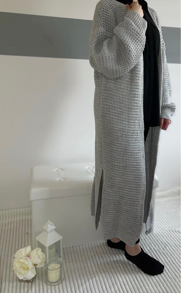 SARAH GEBREIDE VEST LICHTGRIJS