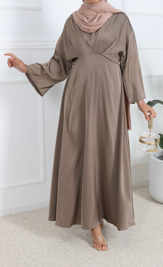 SAFIA SATIJNEN JURK TAUPE