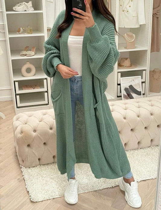 ASSIYA VEST MET POFMOUWEN MINTGROEN