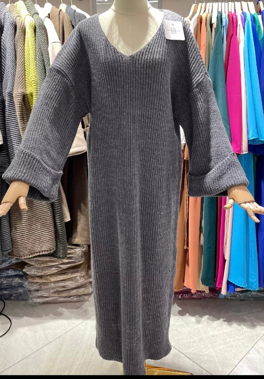 AMBER KNITTED DRESS GRIJS