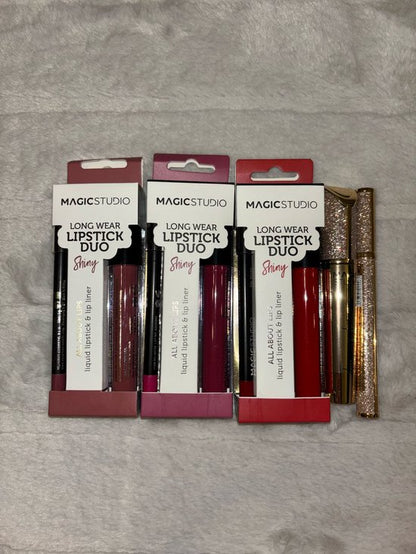 Luxe Make-up cadeauset – Langhoudende Lipstick & lipliner duo + Mascara & Eyeliner