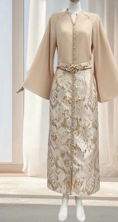 CHIQUE TWEEDELIGE SET BEIGE