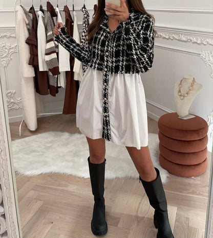 NIHAD TWEED BLOUSE ZWART