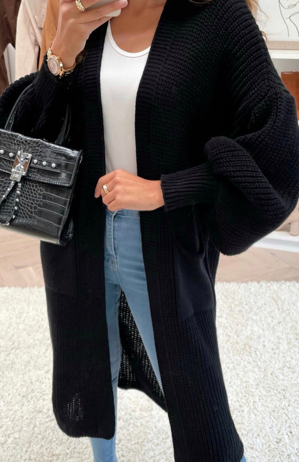 ASSIYA VEST MET POFMOUWEN ZWART