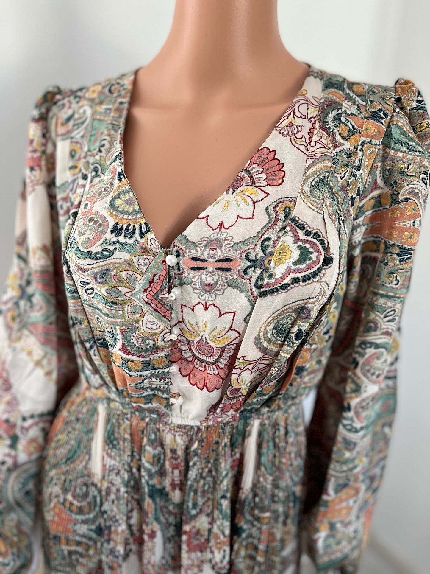 SAMA MAXI JURK GROEN SATIJN