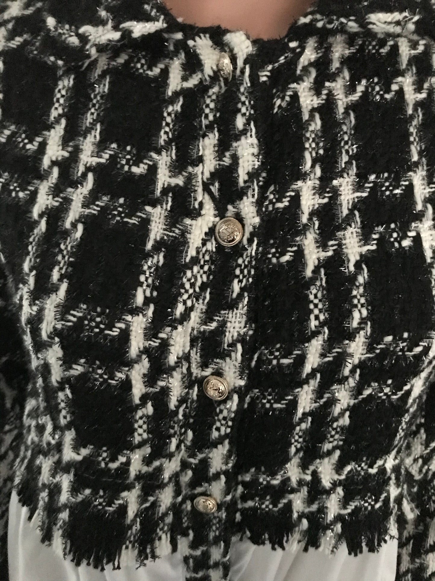 NIHAD TWEED BLOUSE ZWART