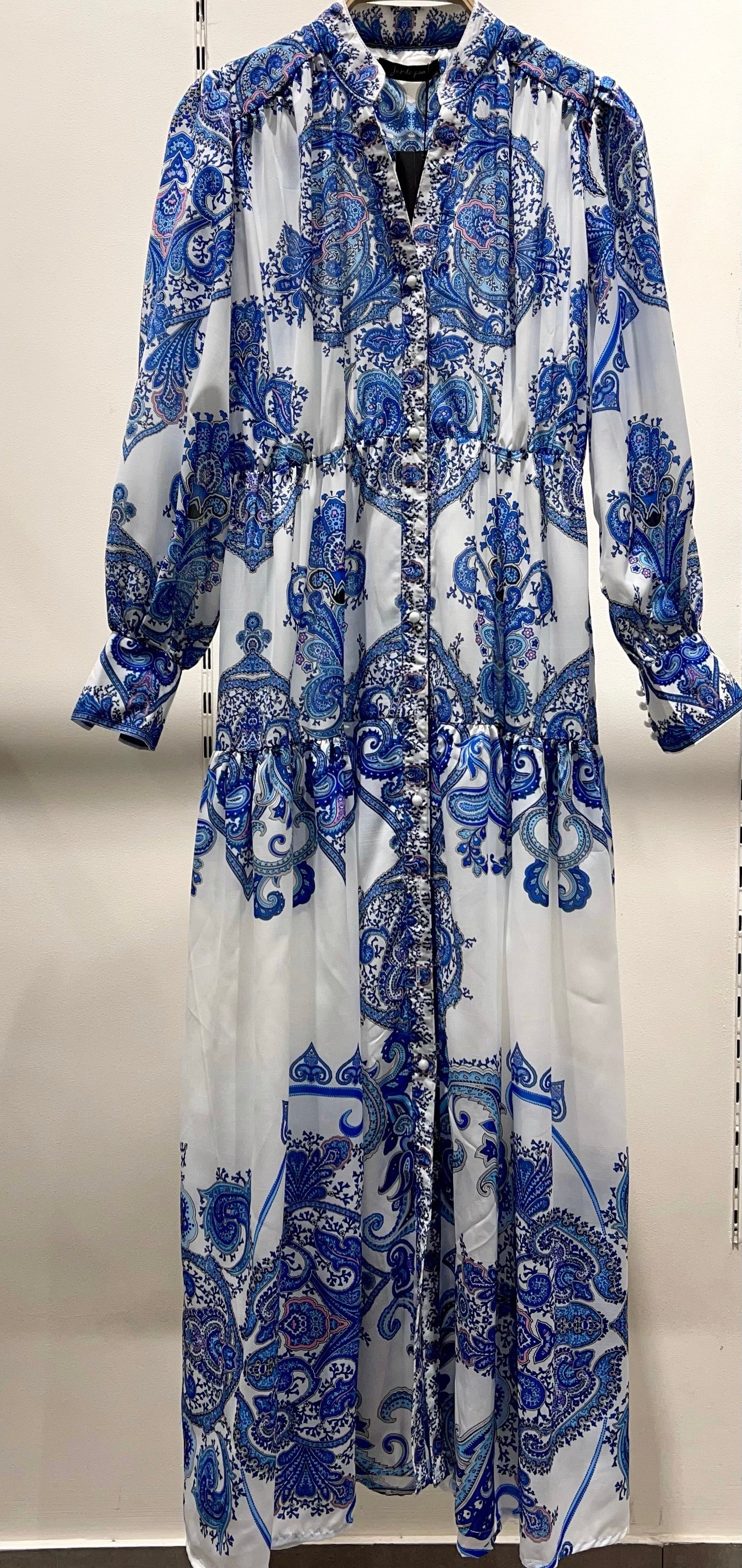 IBIZA MAXI JURK BLAUW/ROZE