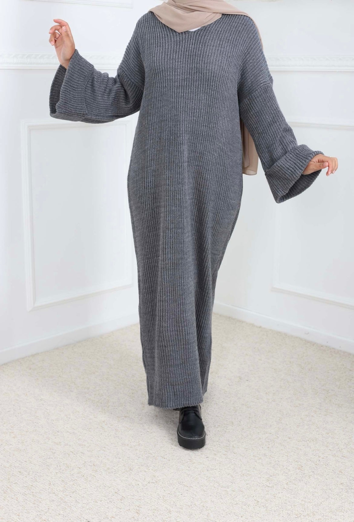 AMBER KNITTED DRESS GRIJS