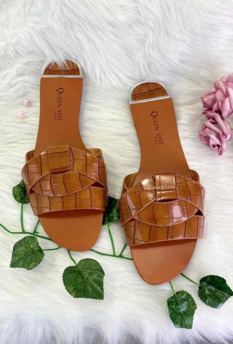 SLIPPERS SLANGENPRINT CARAMEL