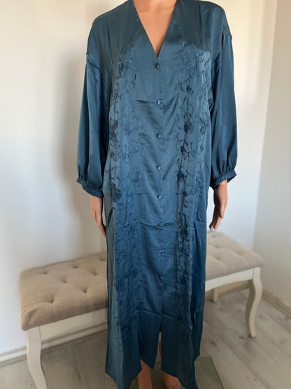 NISA SATIJN JURK BLAUW