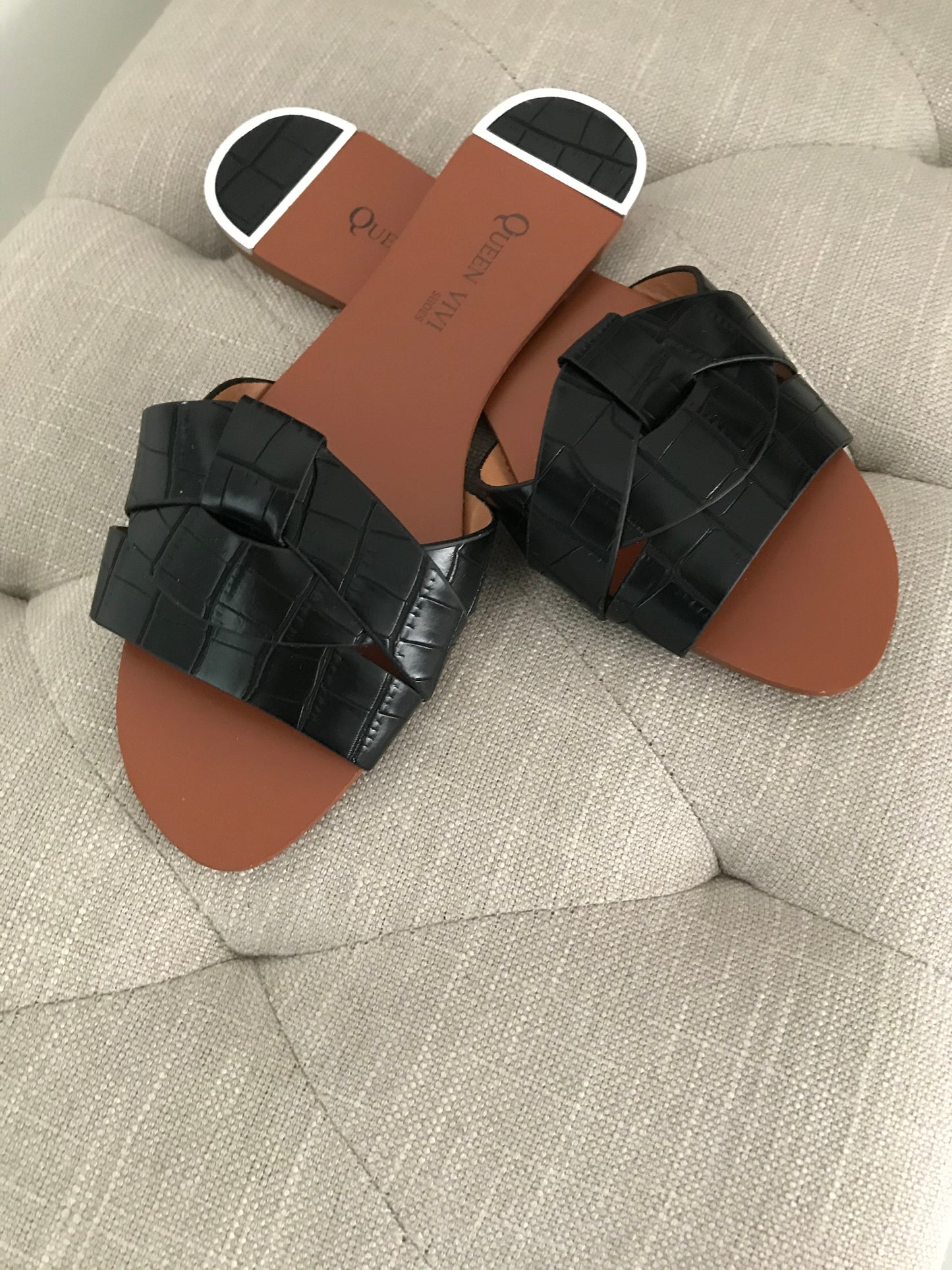 SLIPPERS SLANGENPRINT ZWART
