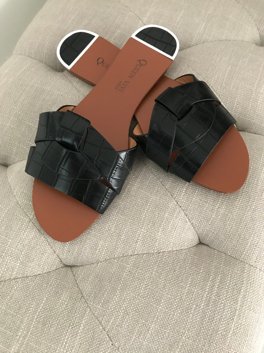 SLIPPERS SLANGENPRINT ZWART