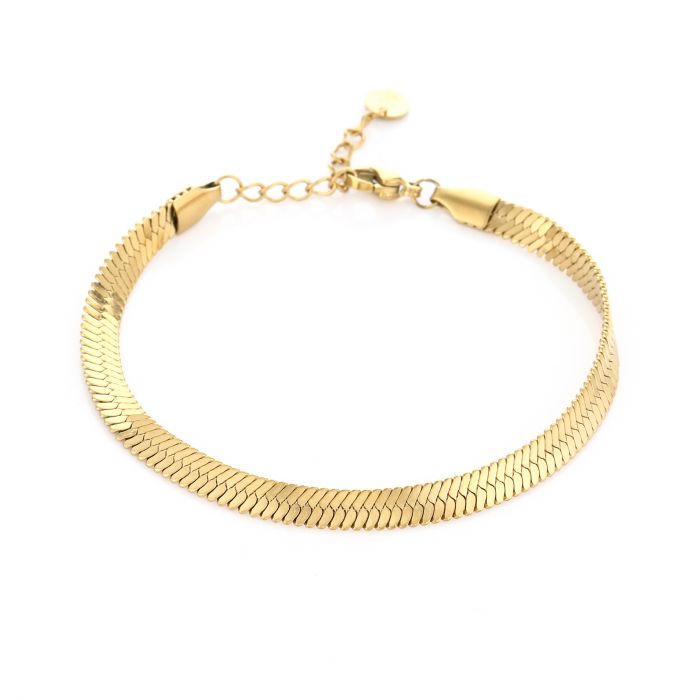 ARMBAND PLATTE SCHAKELS BREED GOUD