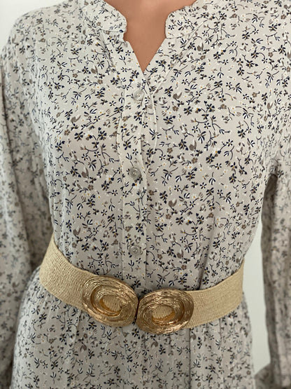 NAWAL MAXI JURK LICHTBEIGE