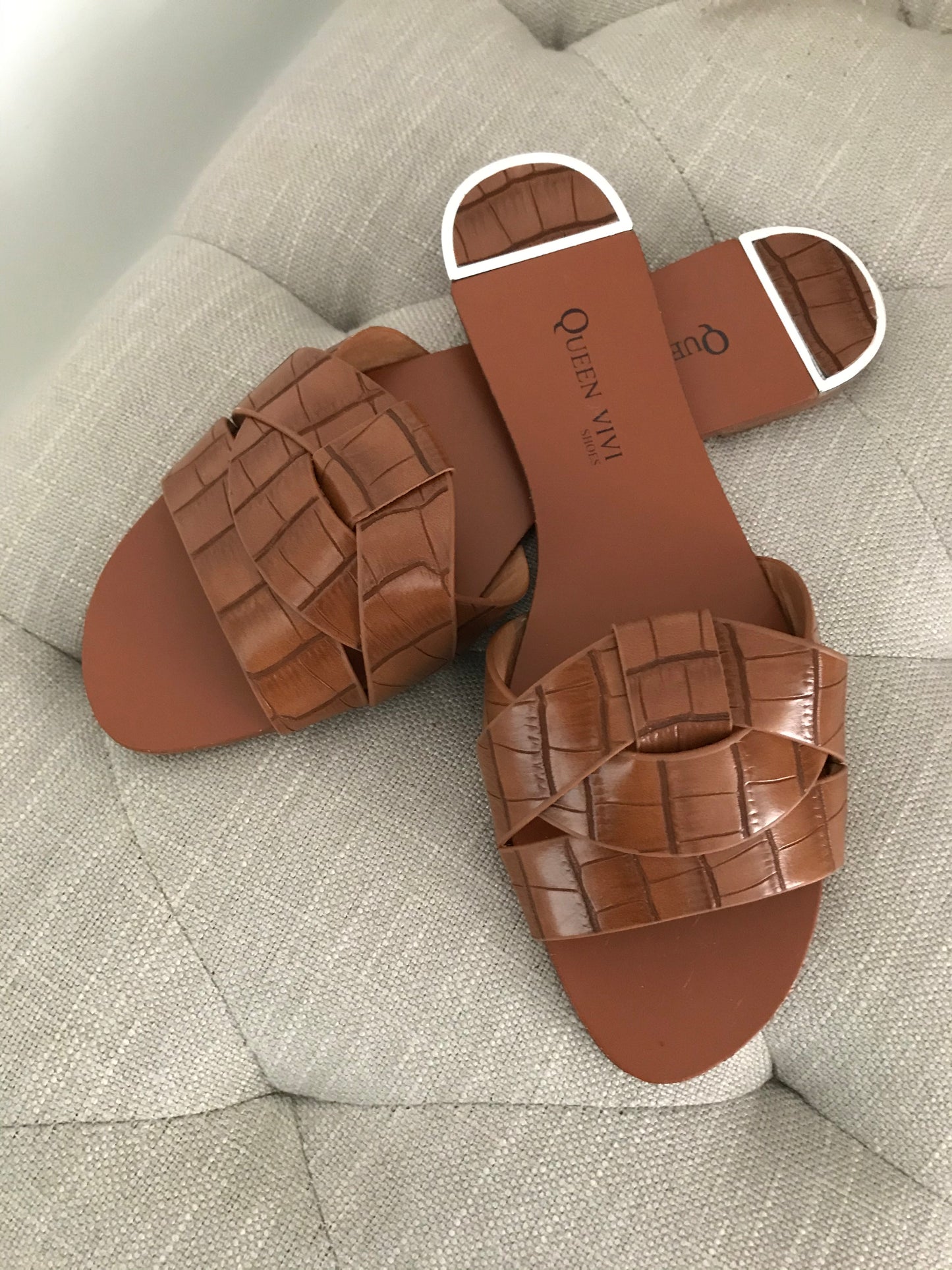 SLIPPERS SLANGENPRINT CARAMEL